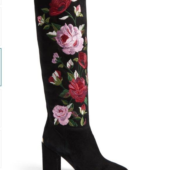 kate spade greenfield flower embroidered boots 6.5 - Picture 7 of 16